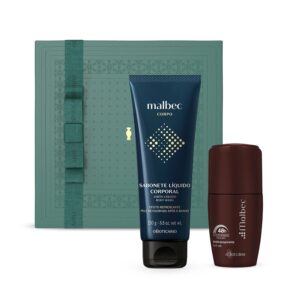 Combo Presente Dia dos Pais Malbec: Sabonete Líquido 250g + Desodorante Antitranspirante 55ml + Caixa de Presente